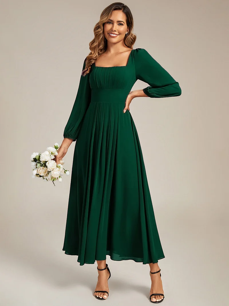 ever LYDIA|Robe de demoiselle d'honneur en mousseline à manches lanternes