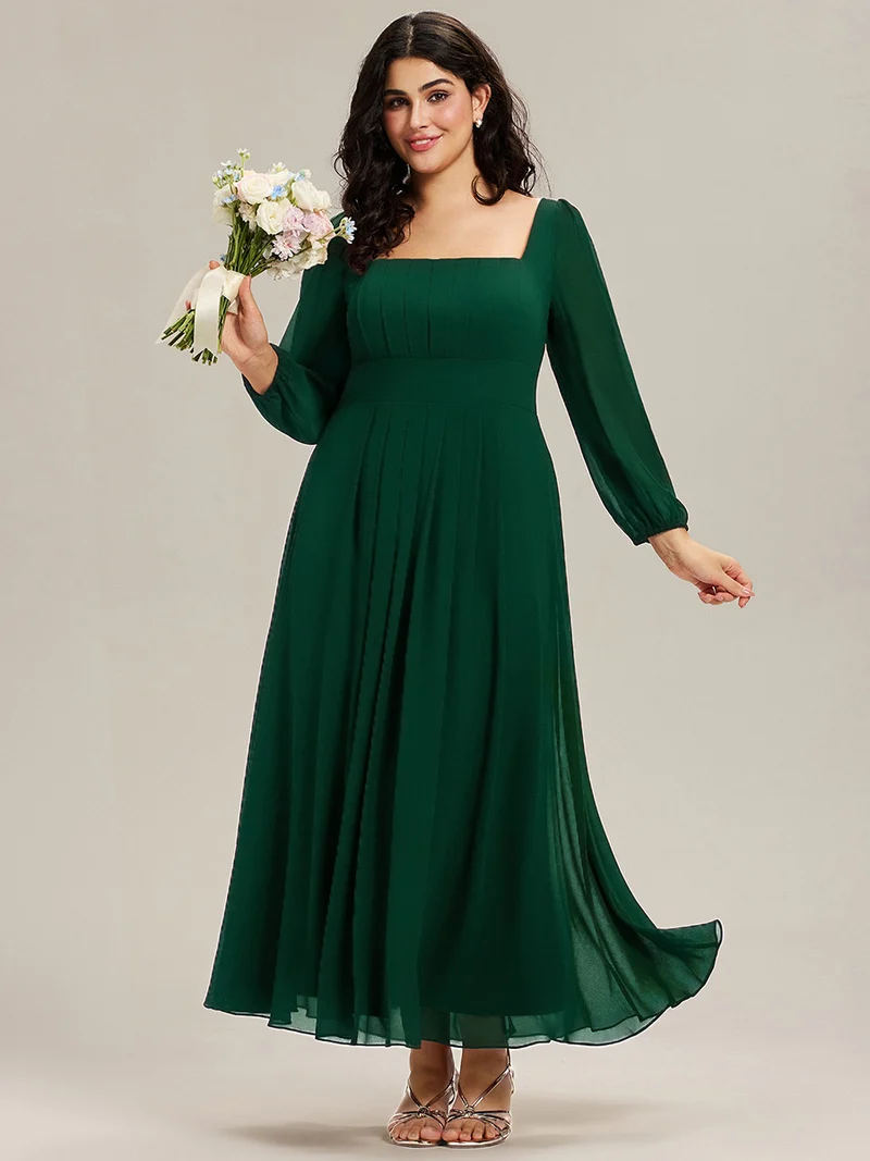 ever LYDIA|Robe de demoiselle d'honneur en mousseline à manches lanternes