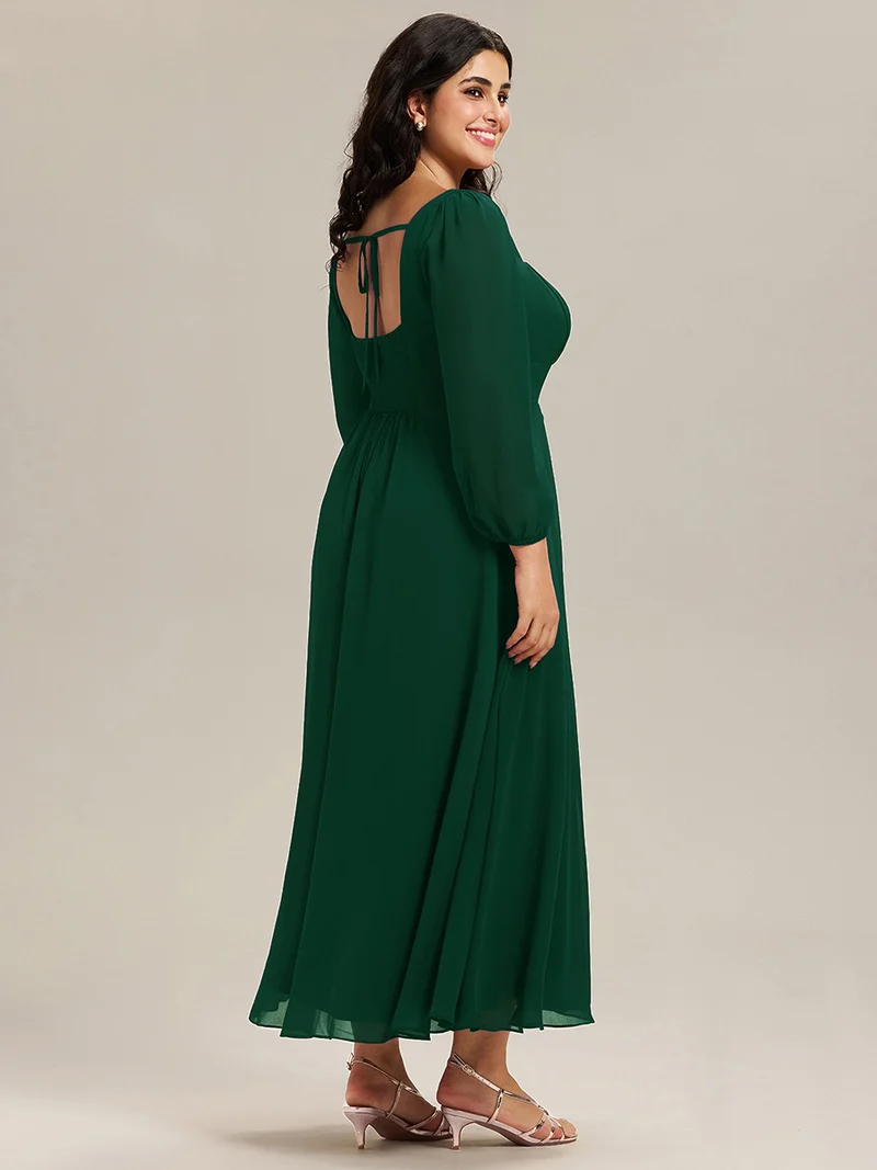 ever LYDIA|Robe de demoiselle d'honneur en mousseline à manches lanternes