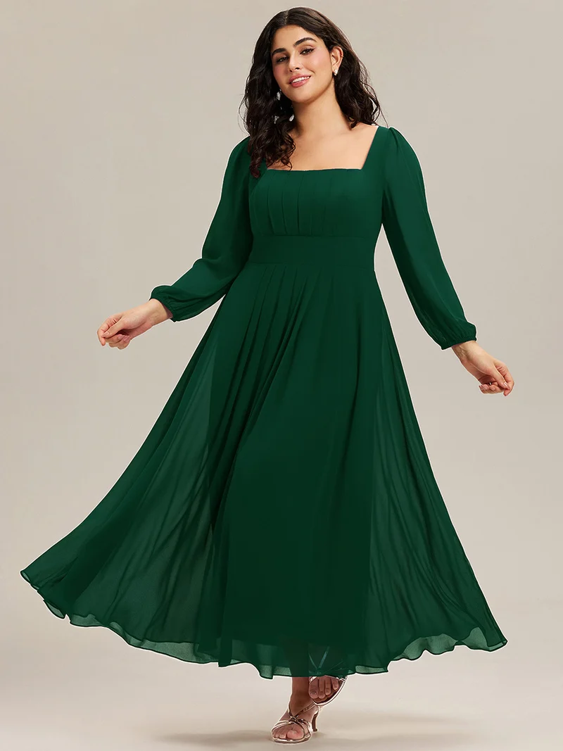 ever LYDIA|Robe de demoiselle d'honneur en mousseline à manches lanternes