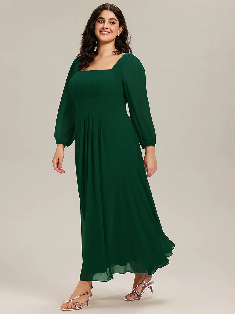 ever LYDIA|Robe de demoiselle d'honneur en mousseline à manches lanternes