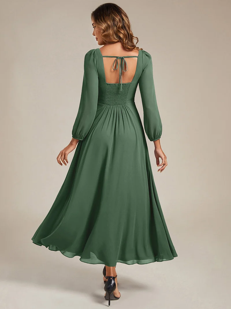 ever LYDIA|Robe de demoiselle d'honneur en mousseline à manches lanternes