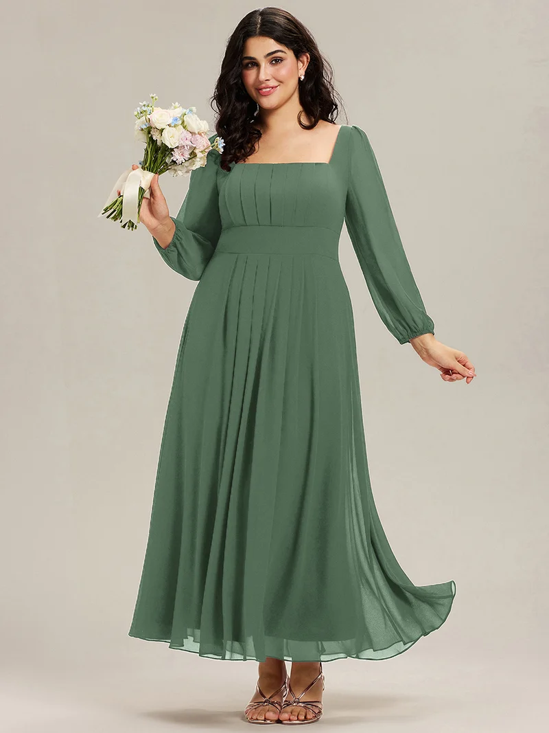 ever LYDIA|Robe de demoiselle d'honneur en mousseline à manches lanternes