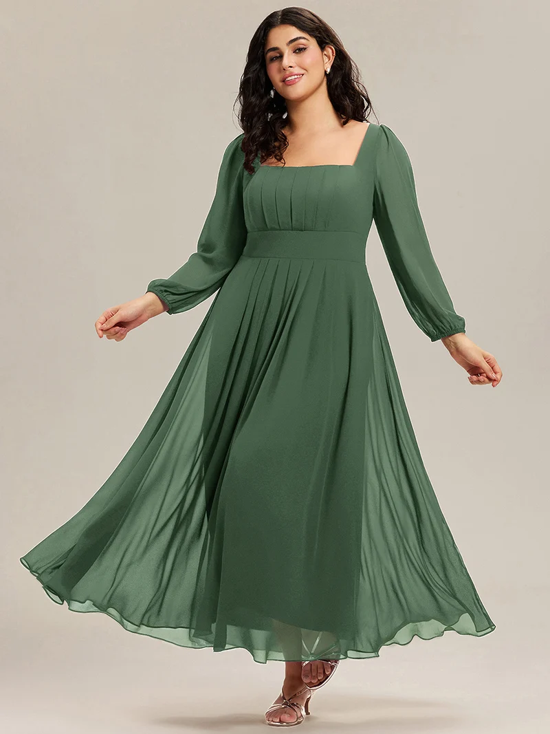 ever LYDIA|Robe de demoiselle d'honneur en mousseline à manches lanternes