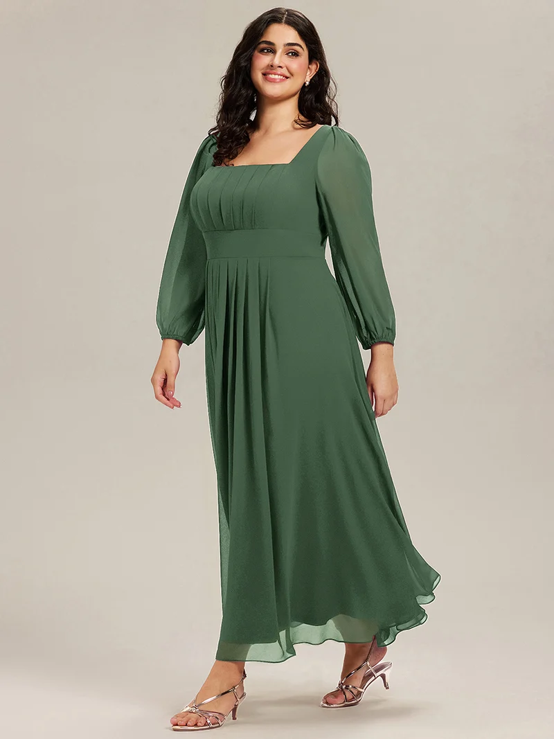 ever LYDIA|Robe de demoiselle d'honneur en mousseline à manches lanternes