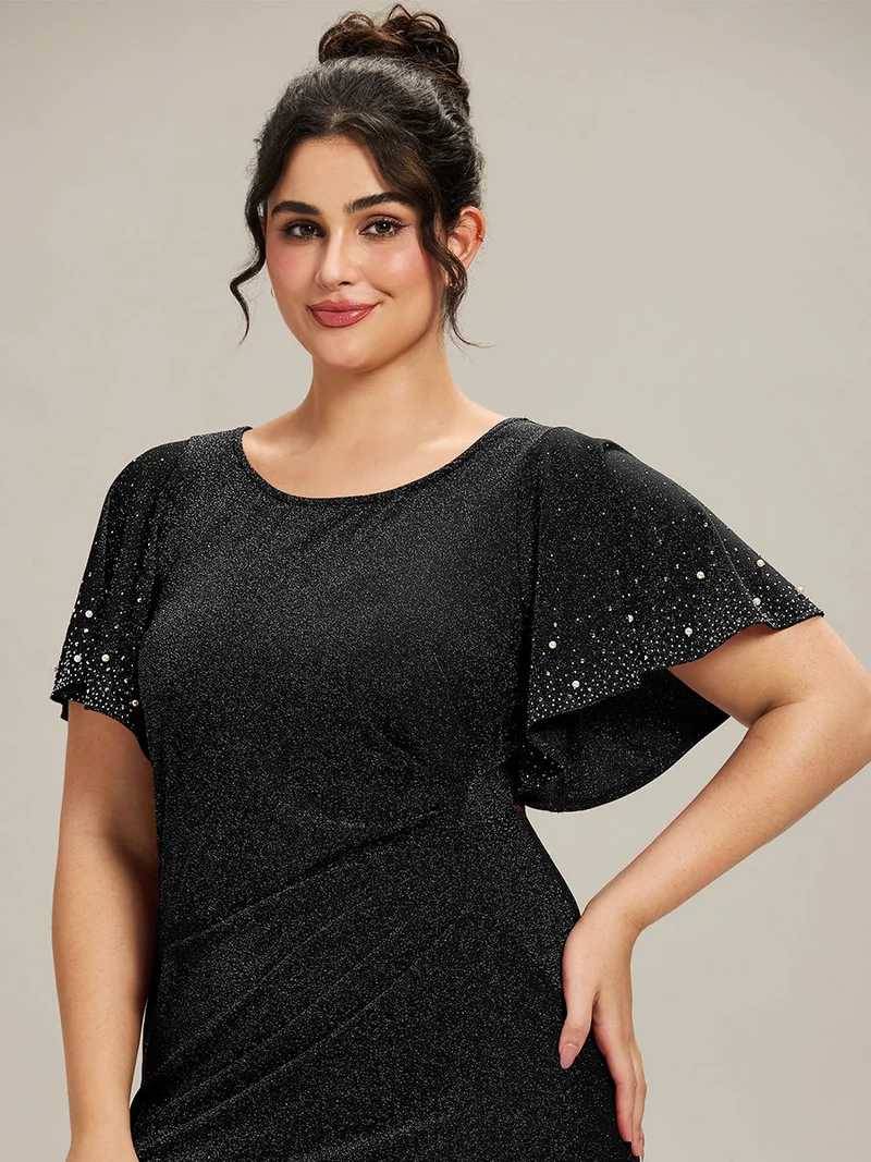 ever FATE|Robe de soirée grande taille en maille perlée(Vente Finale)
