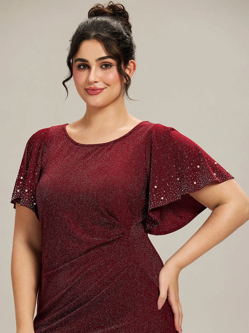 ever FATE|Robe de soirée grande taille en maille perlée(Vente Finale)