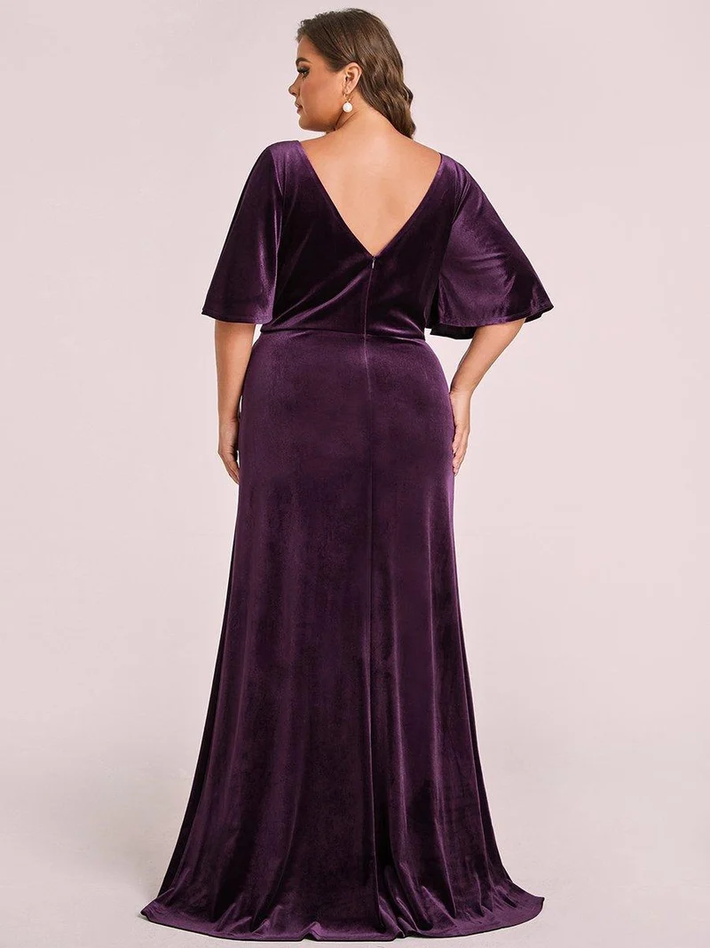 ever REINE|Robe de Soirée longue Velours à Col en V Pour Femmes (Vente finale)