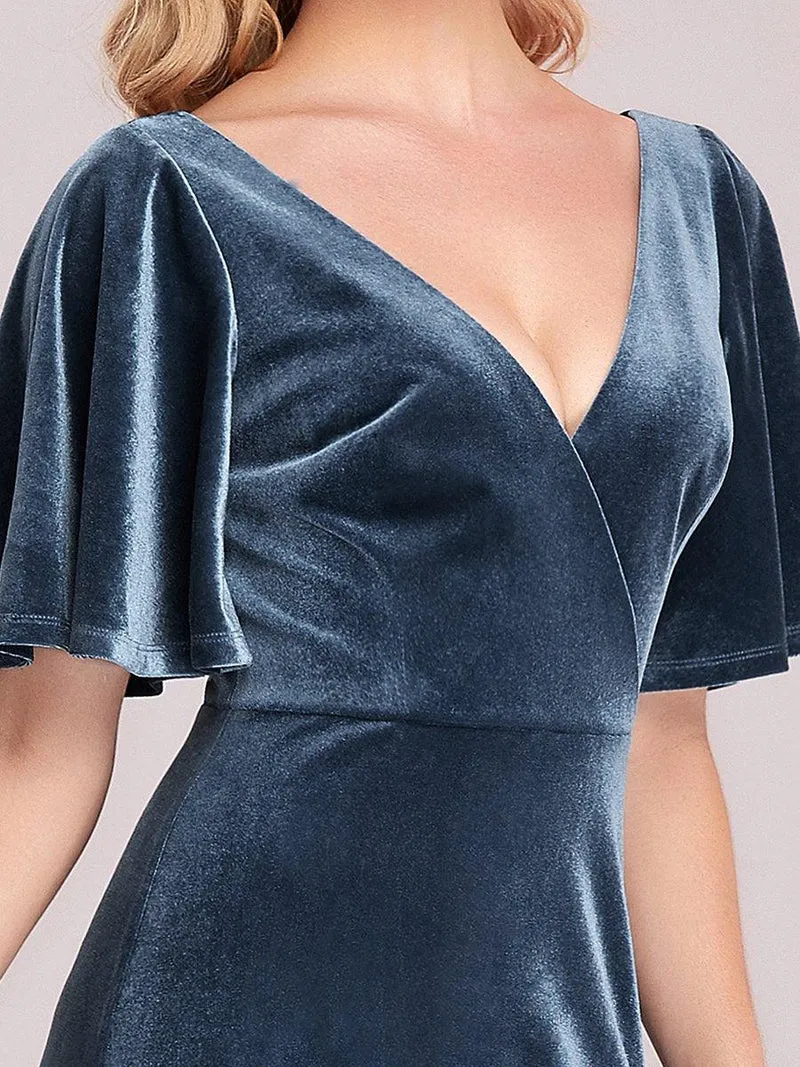 ever REINE|Robe de Soirée longue Velours à Col en V Pour Femmes (Vente finale)