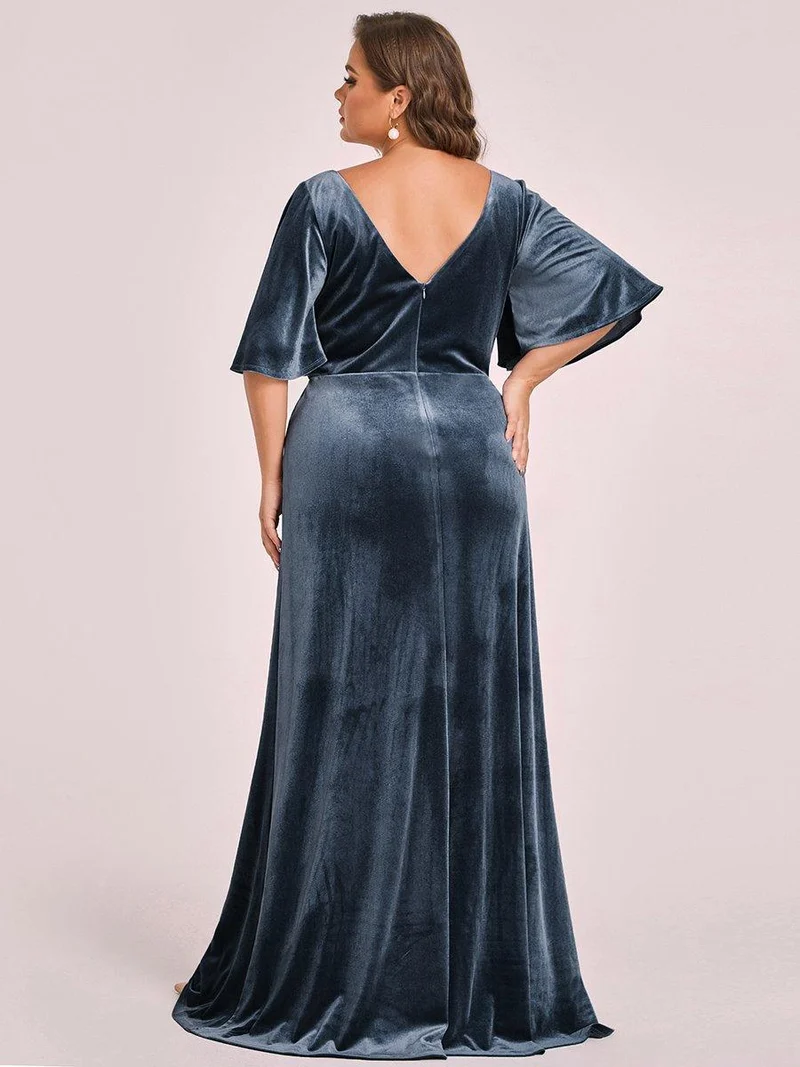 ever REINE|Robe de Soirée longue Velours à Col en V Pour Femmes (Vente finale)
