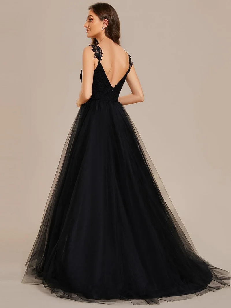 Robe De Mariée Trapèze à Double Col En V Et Corsage En Dentelle (Vente finale)