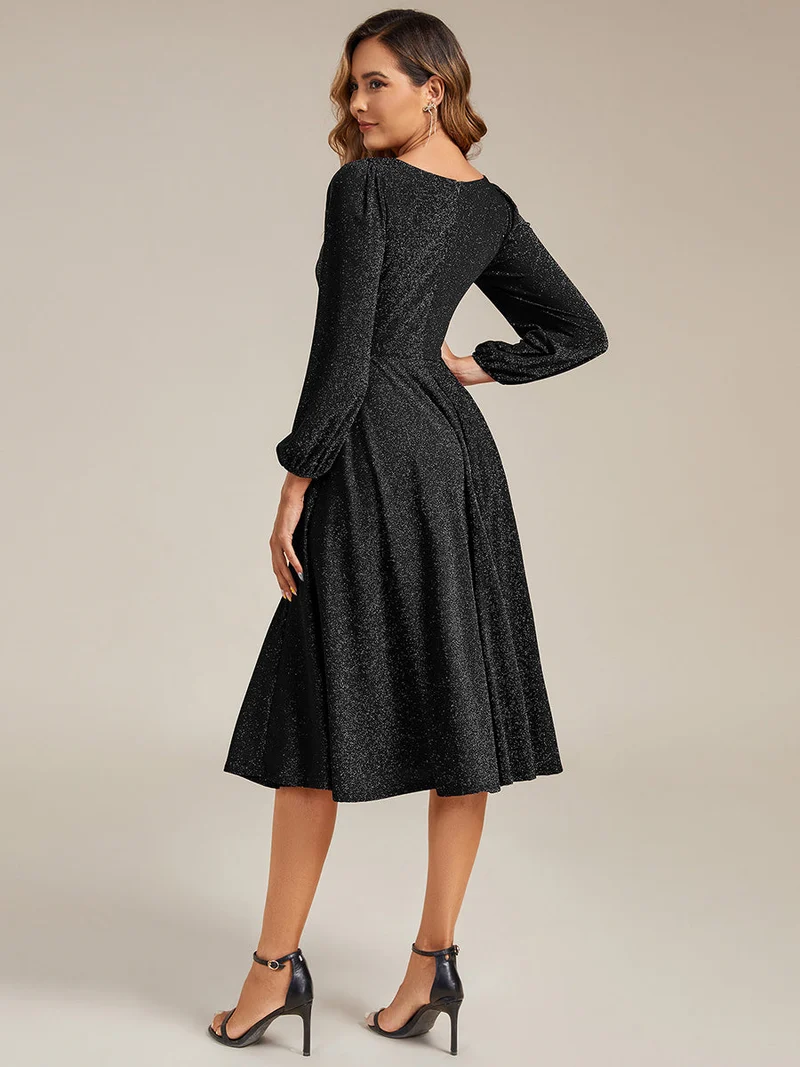 ever GREER|Robe d'invité mi-longue à manches longues lanternes(Vente Finale)