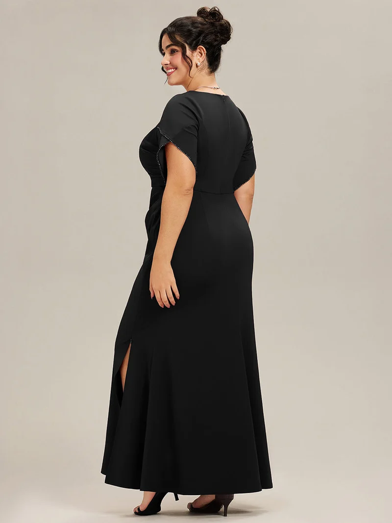 ever EZRA|Robe de soirée fendue à manches tulipes jusqu'aux cuisses