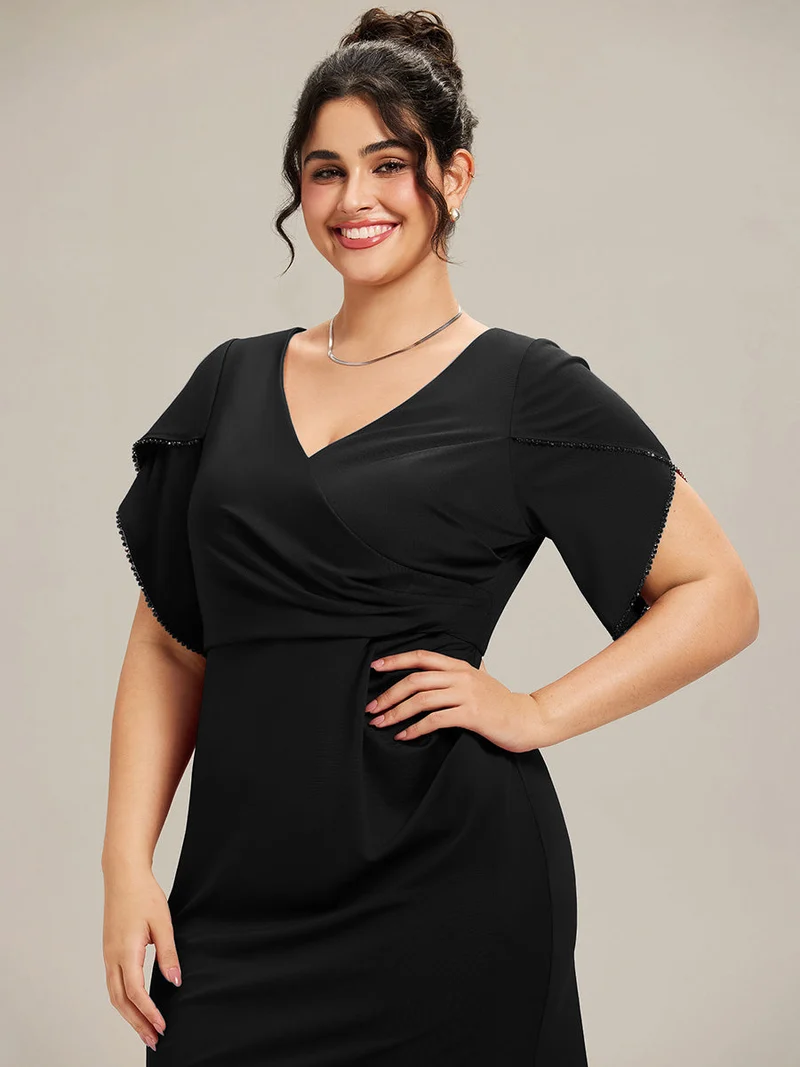 ever EZRA|Robe de soirée fendue à manches tulipes jusqu'aux cuisses