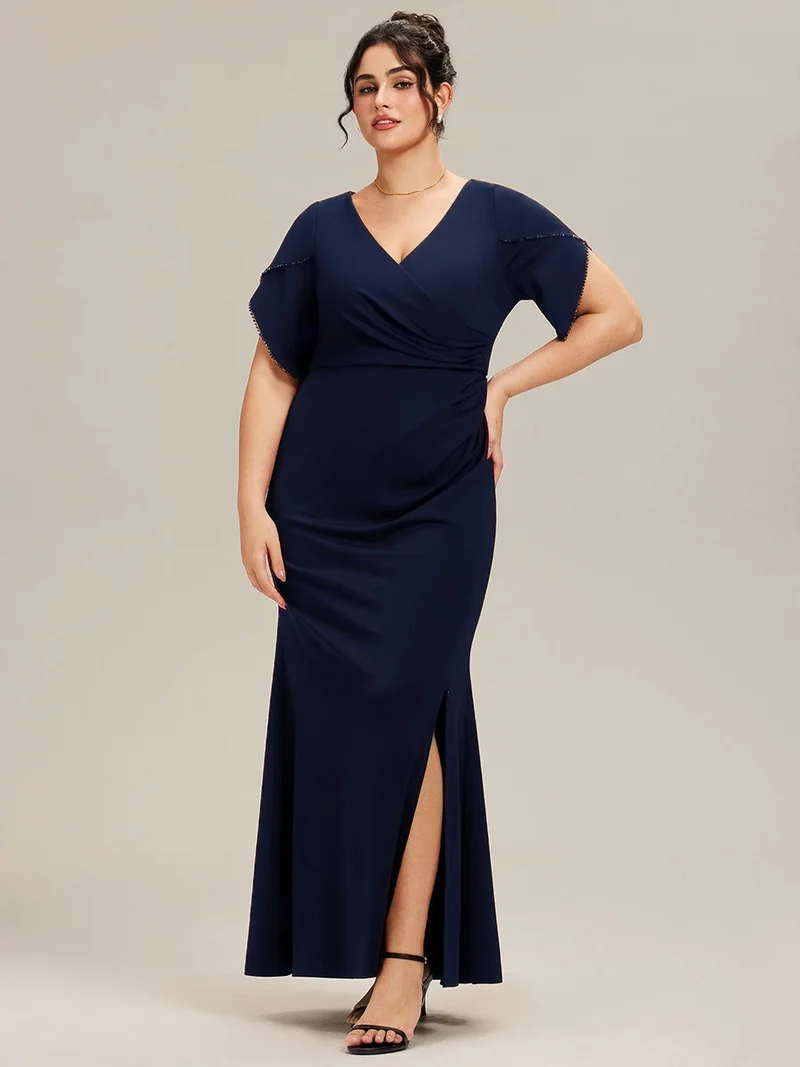ever EZRA|Robe de soirée fendue à manches tulipes jusqu'aux cuisses