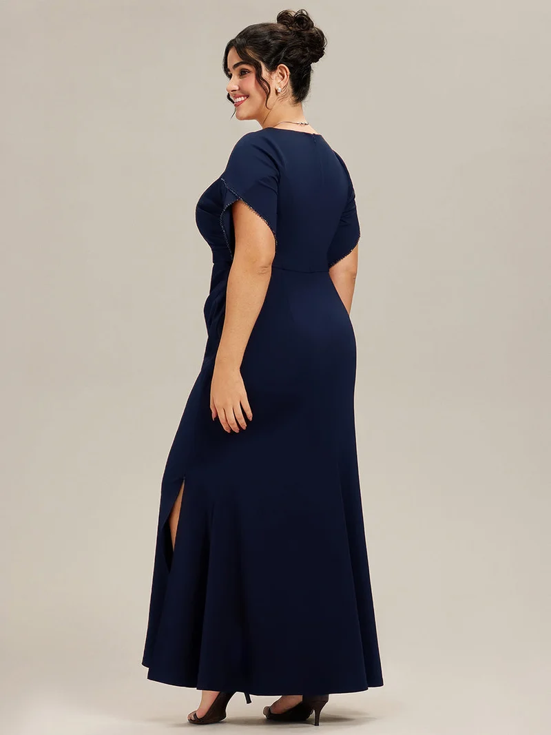 ever EZRA|Robe de soirée fendue à manches tulipes jusqu'aux cuisses