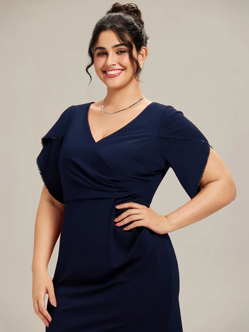 ever EZRA|Robe de soirée fendue à manches tulipes jusqu'aux cuisses