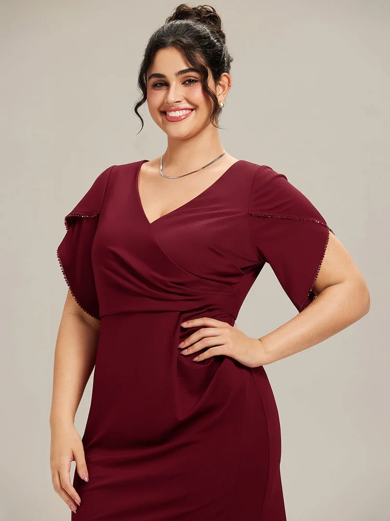 ever EZRA|Robe de soirée fendue à manches tulipes jusqu'aux cuisses