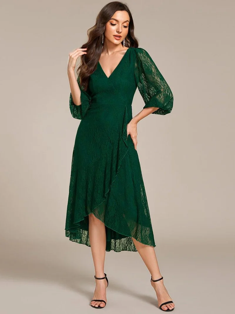 ever CAMILLE|Robe de mariée mi-longue élégante en dentelle à manches longues et coupe trapèze (Vente finale)