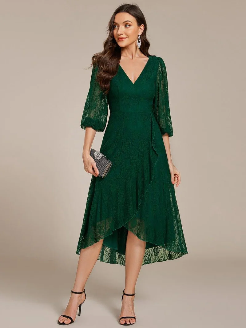 ever CAMILLE|Robe de mariée mi-longue élégante en dentelle à manches longues et coupe trapèze (Vente finale)