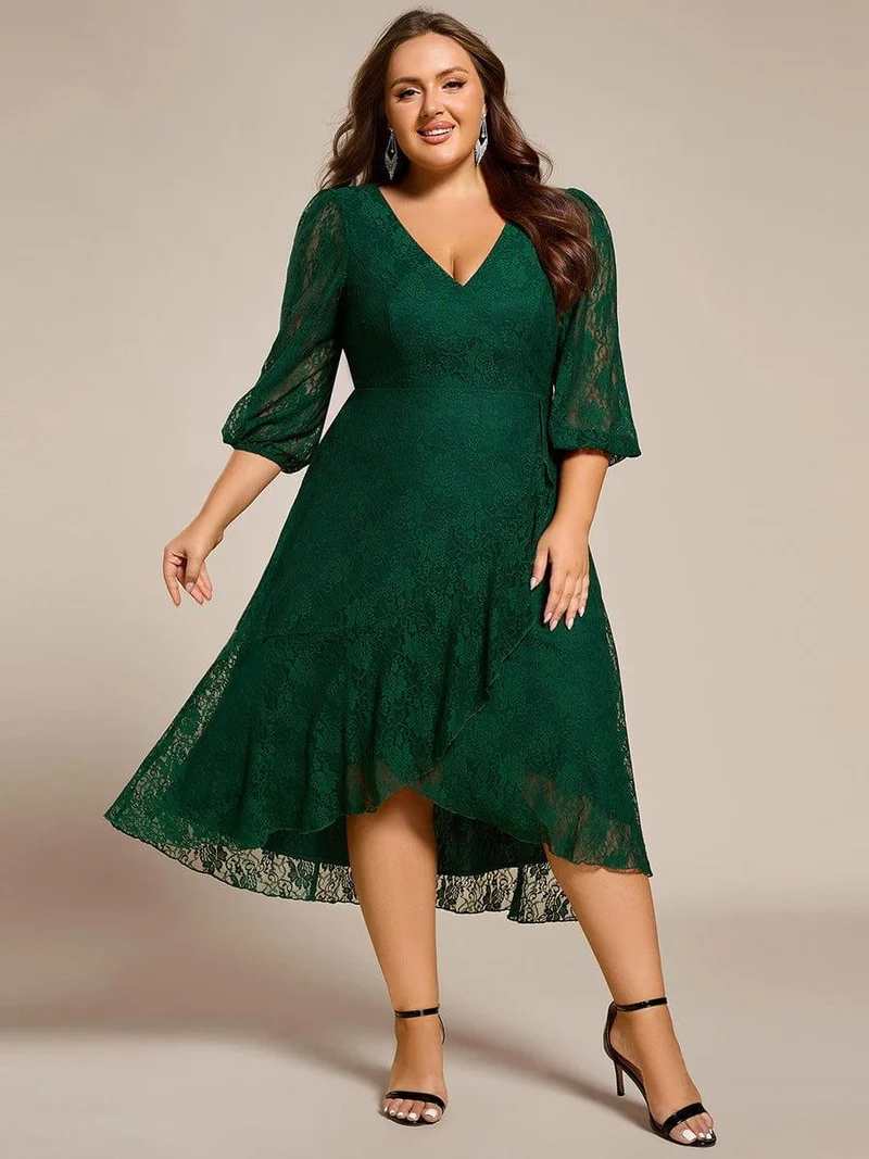 ever CAMILLE|Robe de mariée mi-longue élégante en dentelle à manches longues et coupe trapèze (Vente finale)