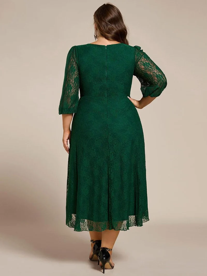 ever CAMILLE|Robe de mariée mi-longue élégante en dentelle à manches longues et coupe trapèze (Vente finale)