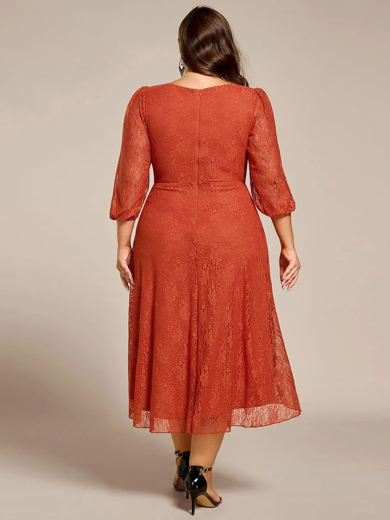 ever CAMILLE|Robe de mariée mi-longue élégante en dentelle à manches longues et coupe trapèze (Vente finale)