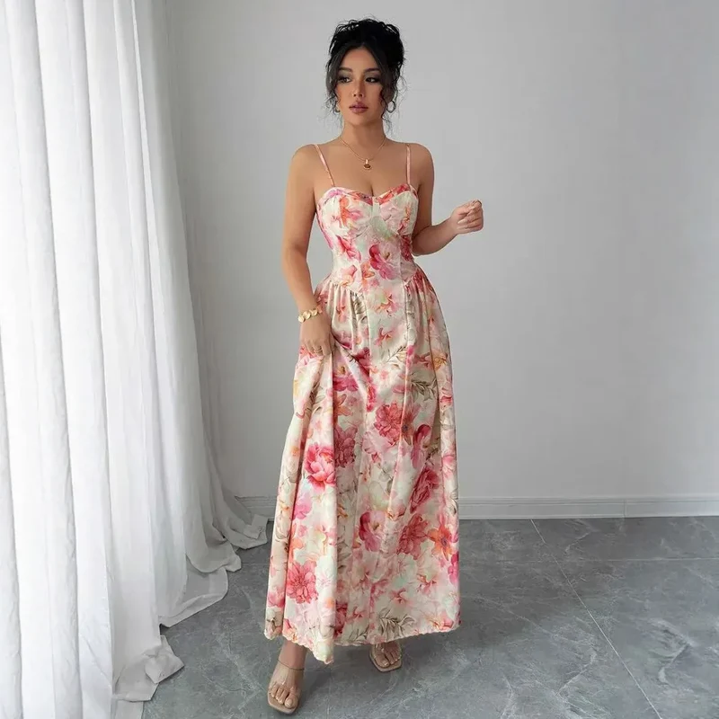 Robe de soirée longue fleurie romantique