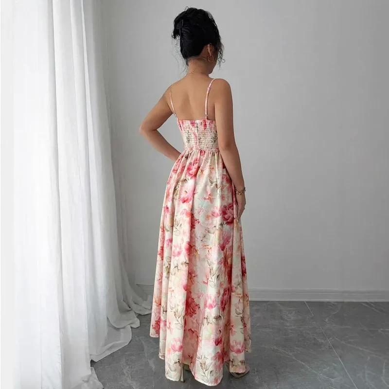 Robe de soirée longue fleurie romantique