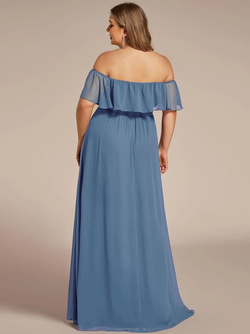 ever ÉMILE|Robe de demoiselle d'honneur en mousseline à épaules dénudées et fente haute (Vente finale)