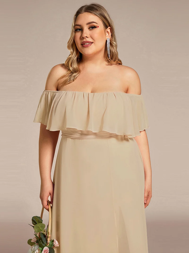 ever ÉMILE|Robe de demoiselle d'honneur en mousseline à épaules dénudées et fente haute (Vente finale)
