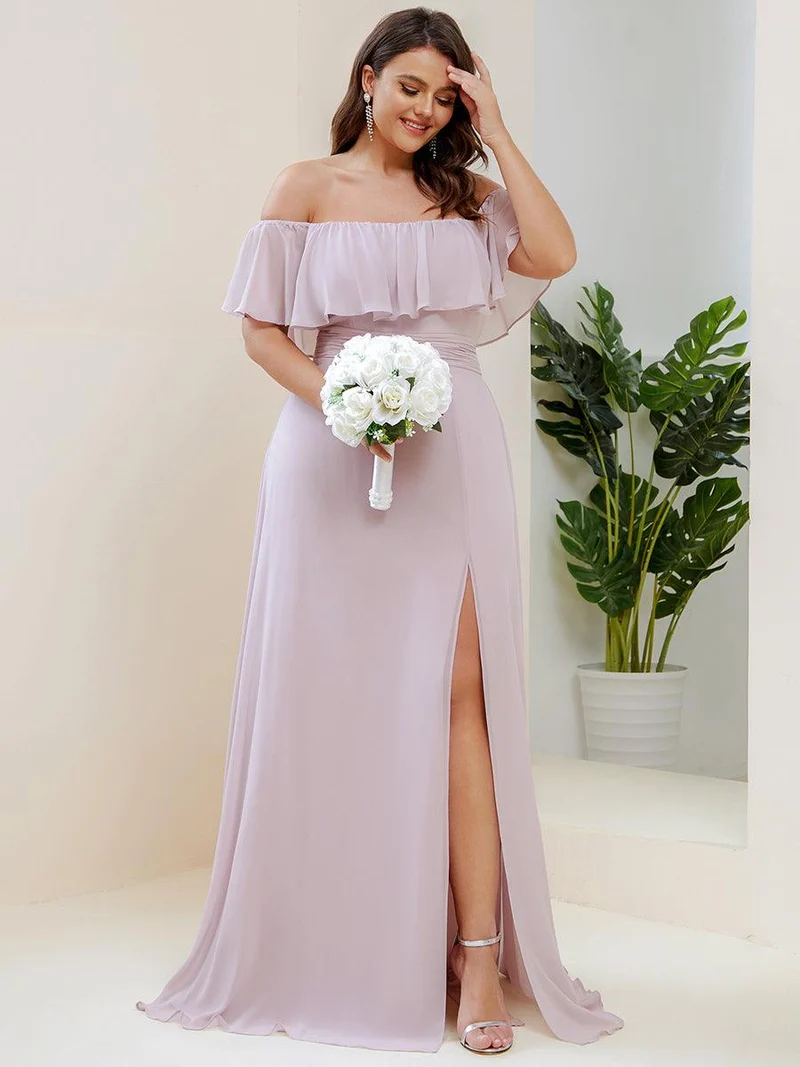 ever ÉMILE|Robe demoiselle d'honneur magnifique longue fendue à épaules dénudées