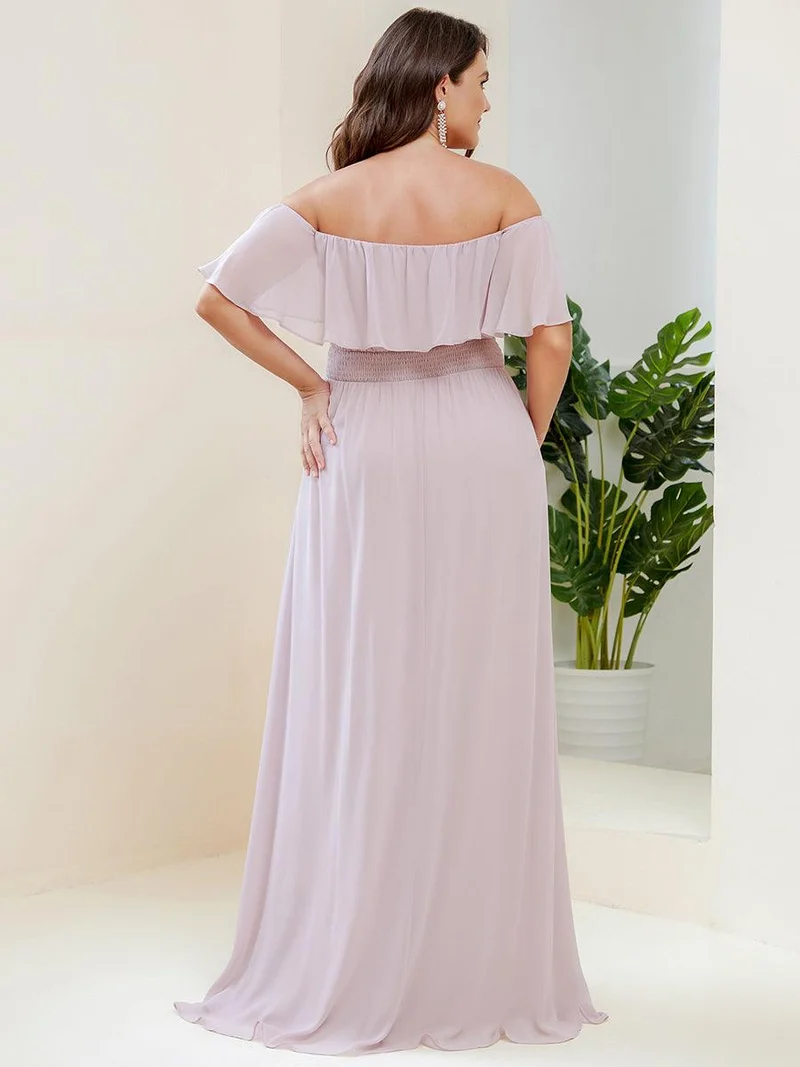 ever ÉMILE|Robe de demoiselle d'honneur en mousseline à épaules dénudées et fente haute (Vente finale)