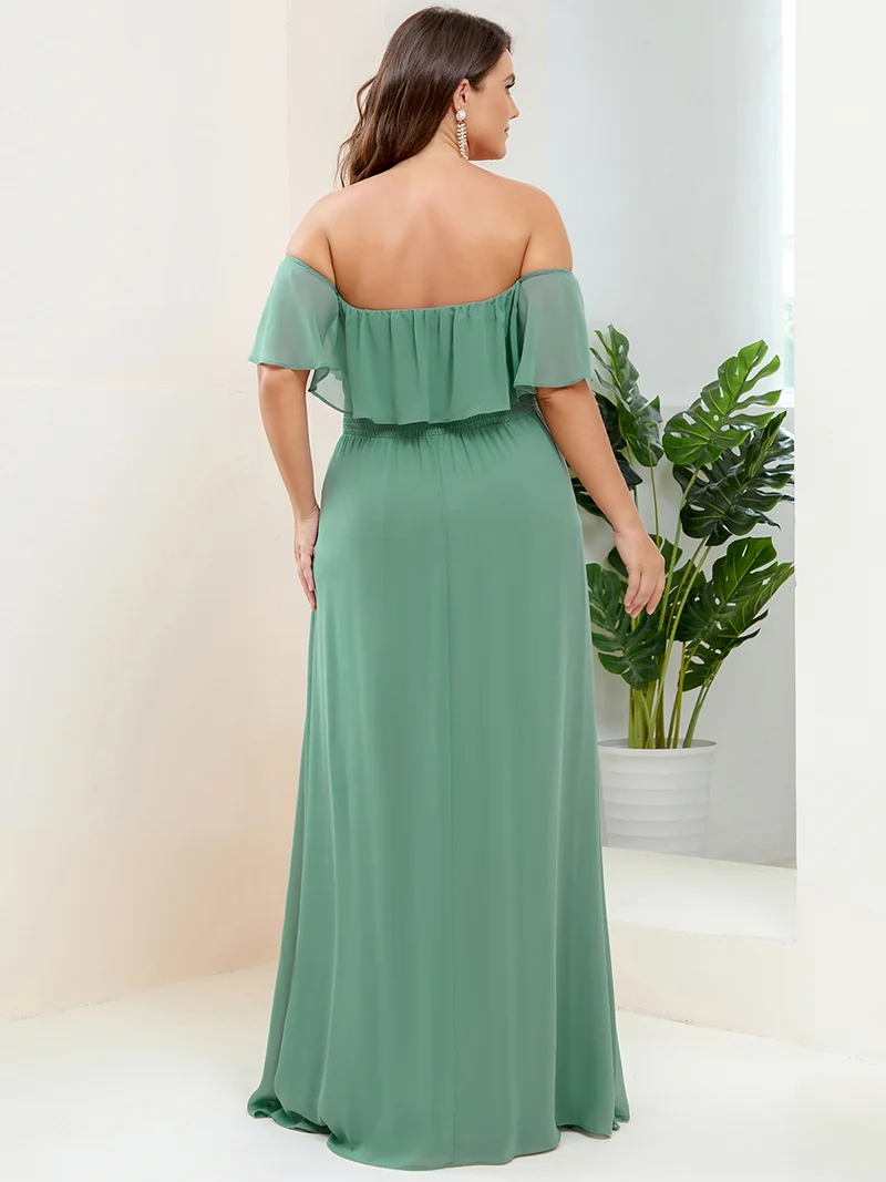 ever ÉMILE|Robe de demoiselle d'honneur en mousseline à épaules dénudées et fente haute (Vente finale)
