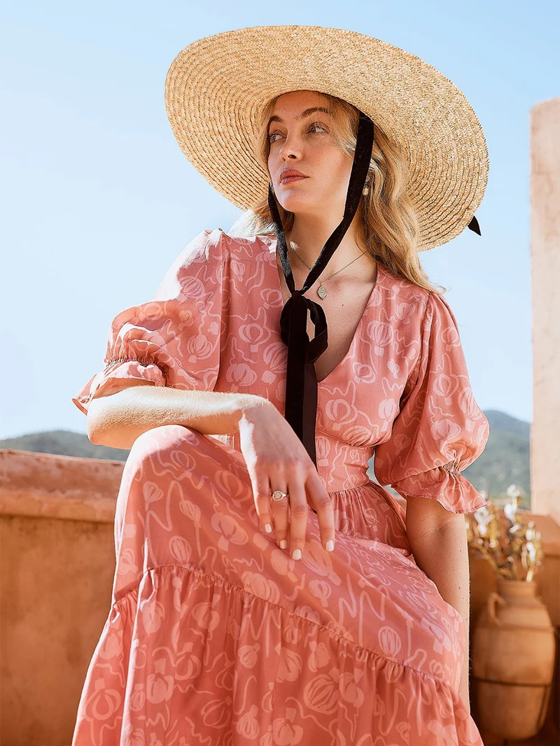 Robe Bohème imprimé Cappadoce Rose