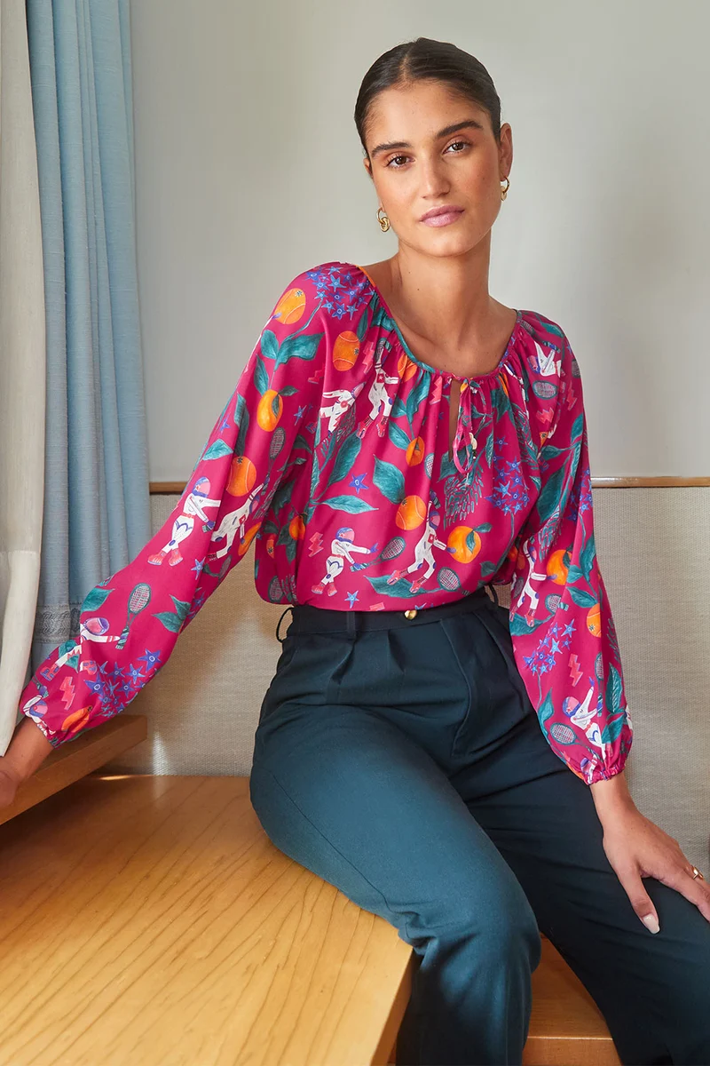 Blouse Radieuse en soie Astro Tennis