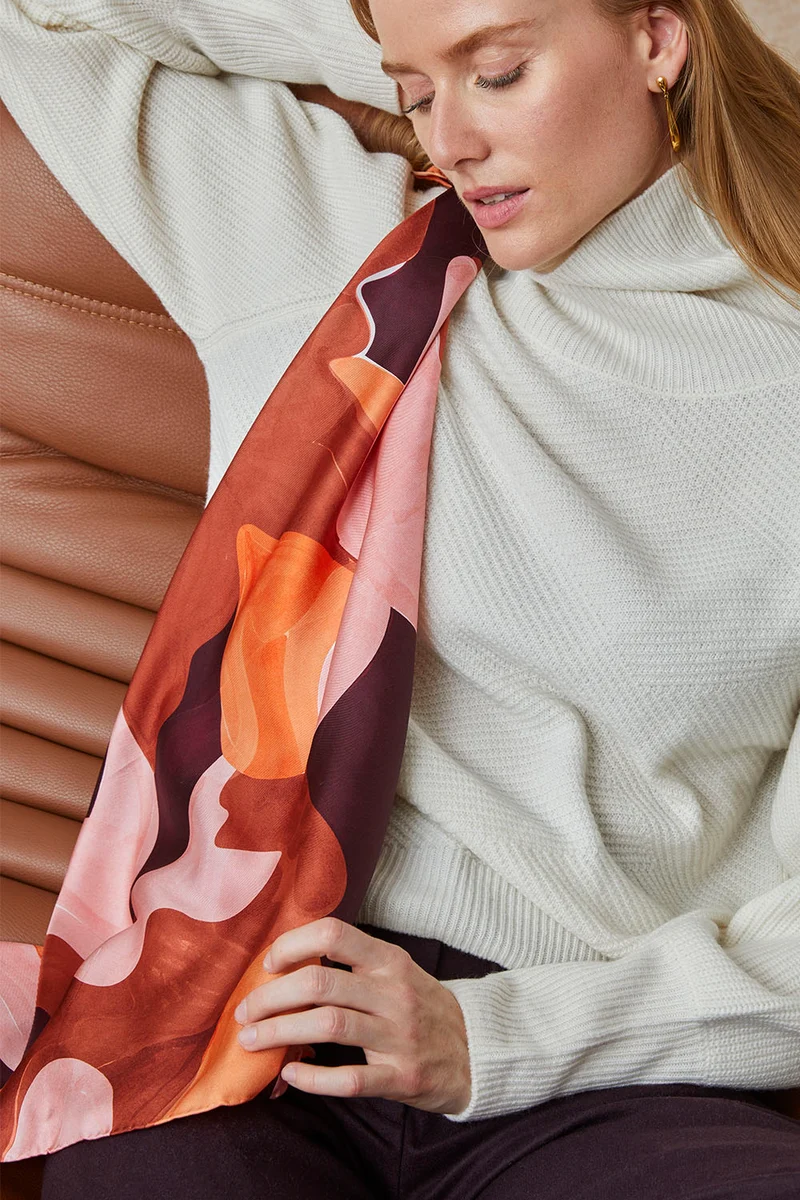 Foulard en soie L'Envol Terracotta