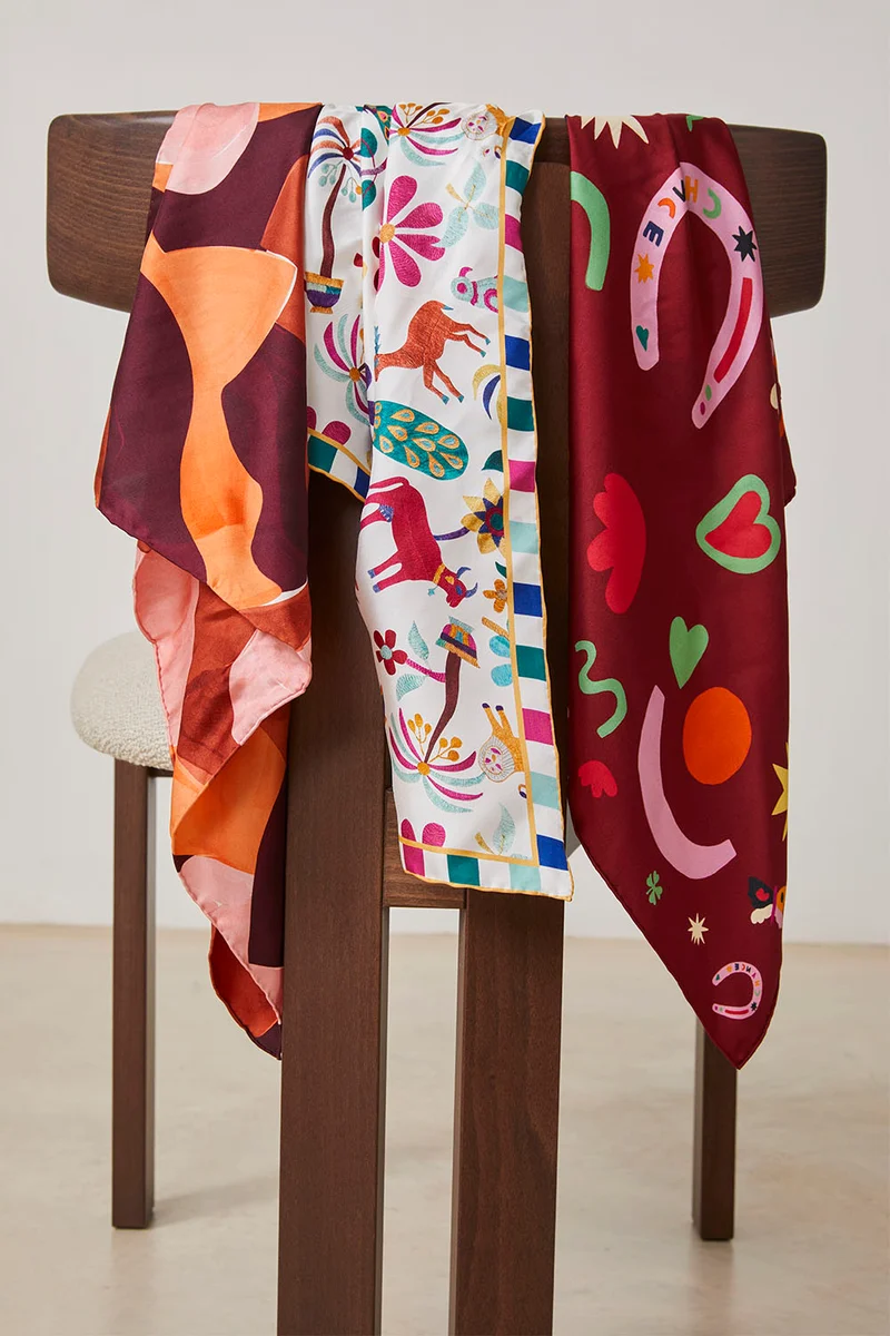 Foulard en soie L'Envol Terracotta