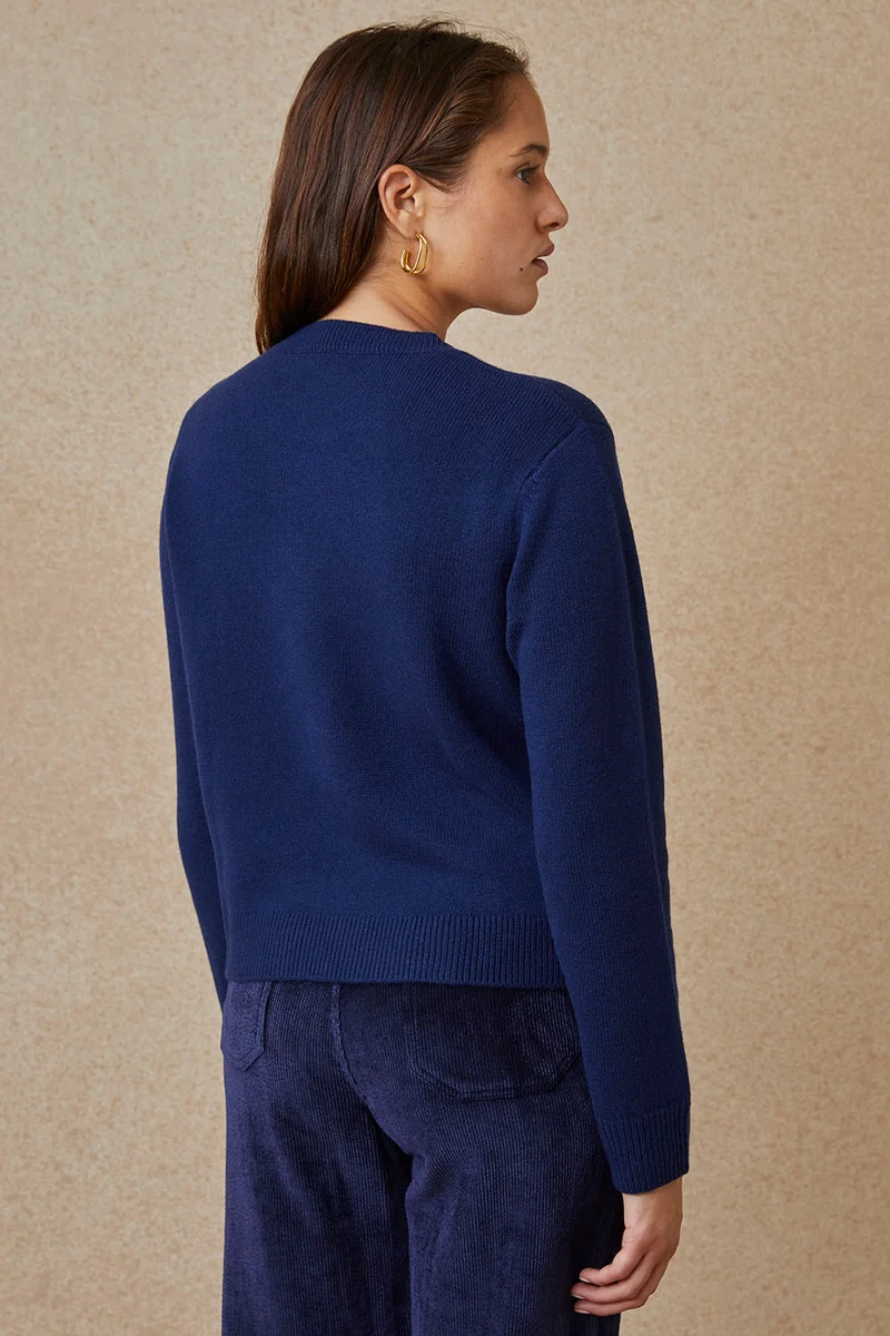 Pull Dame de Cœur Bleu en Laine