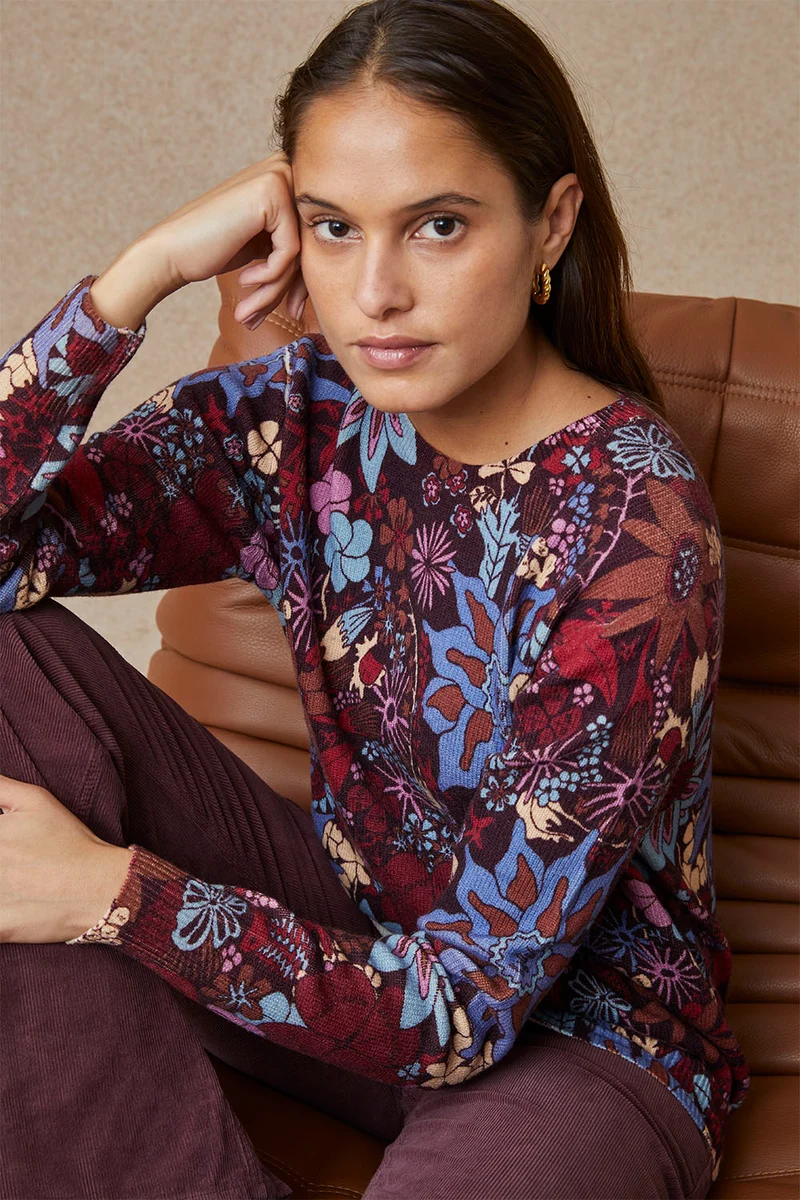 Pull Trèfle Rubis en Laine