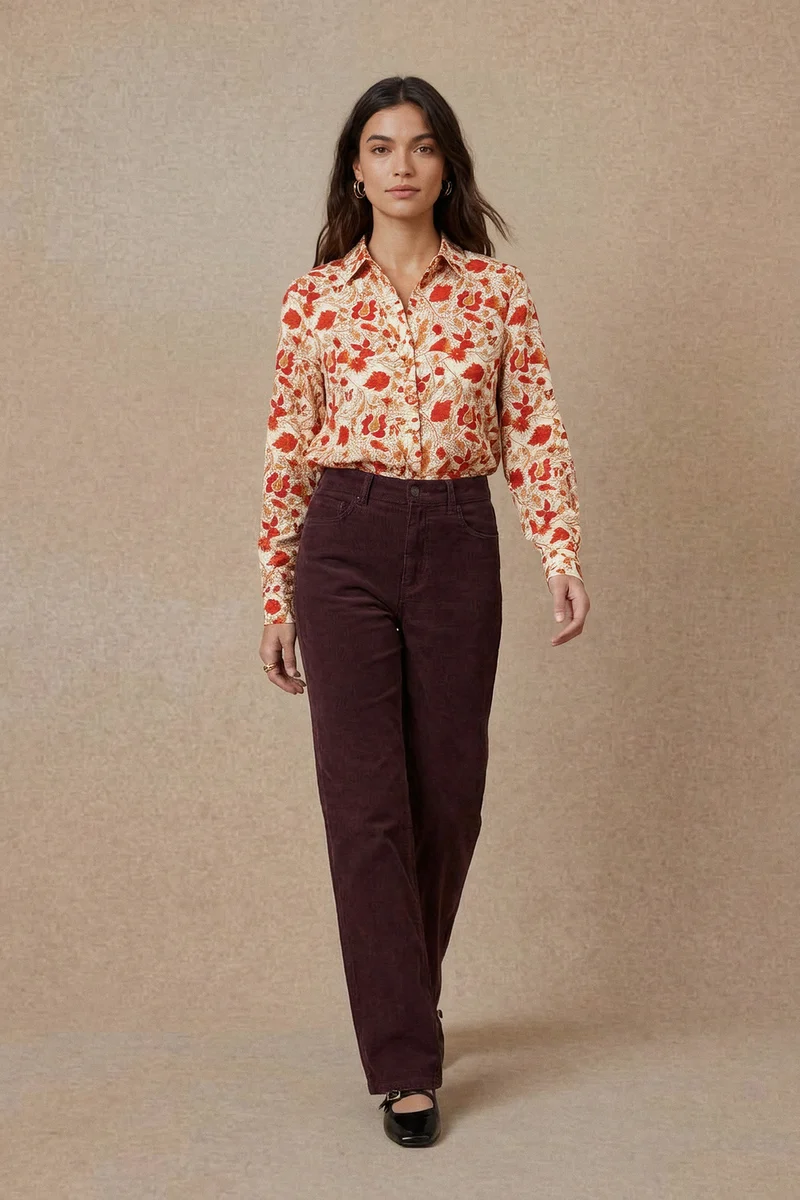 Pantalon Idéaliste en velours Cappuccino