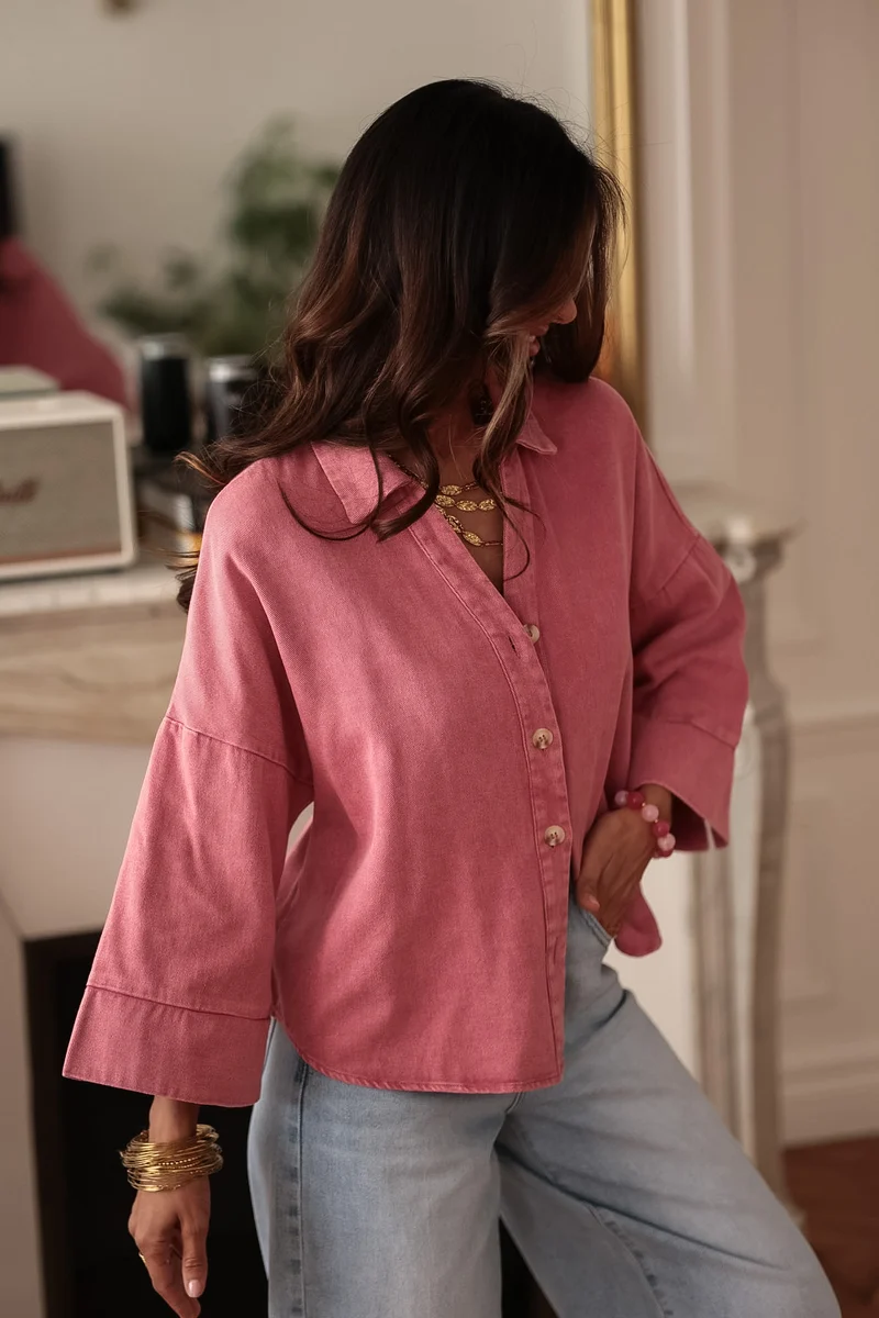 Chemise Callas rose en jean