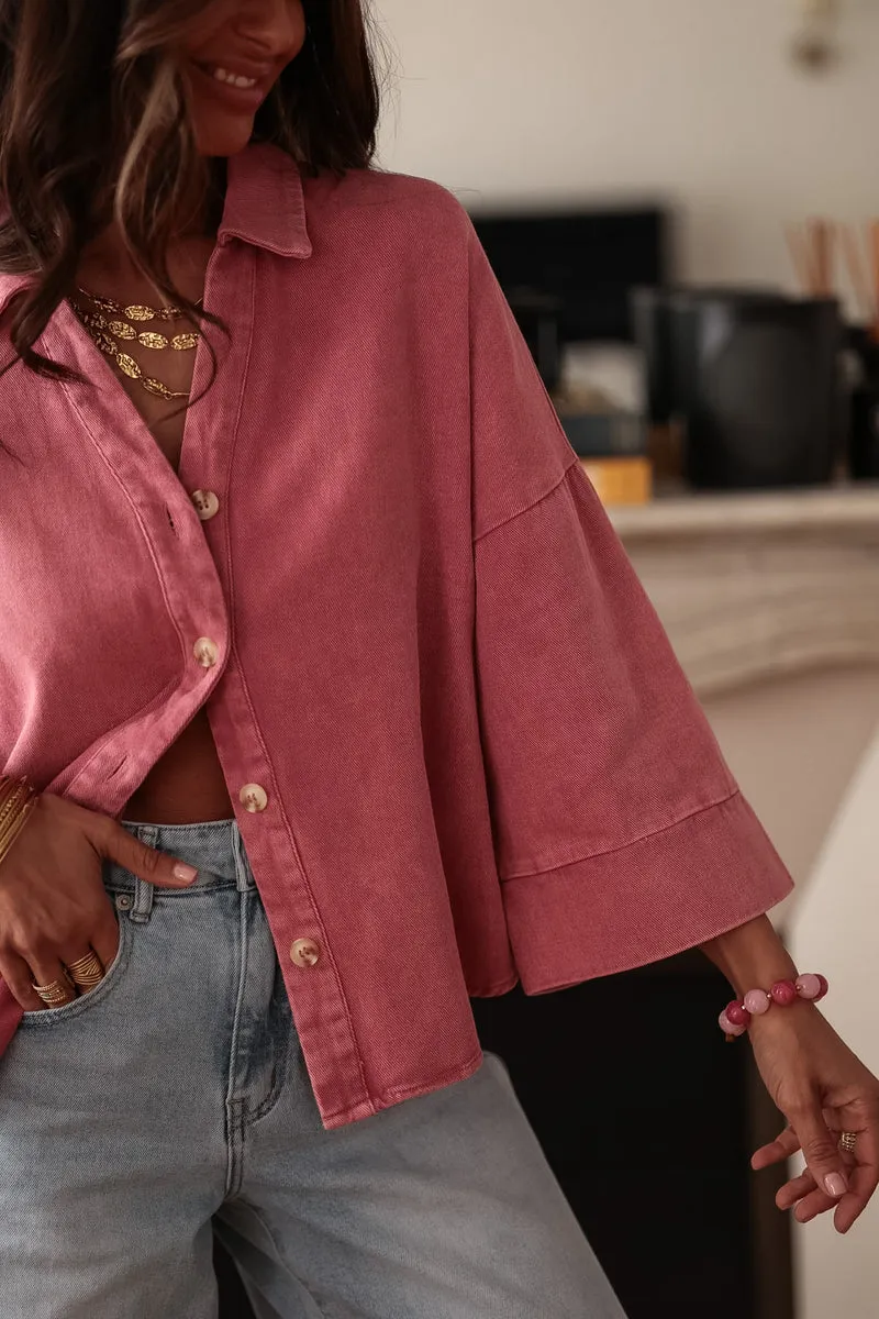 Chemise Callas rose en jean