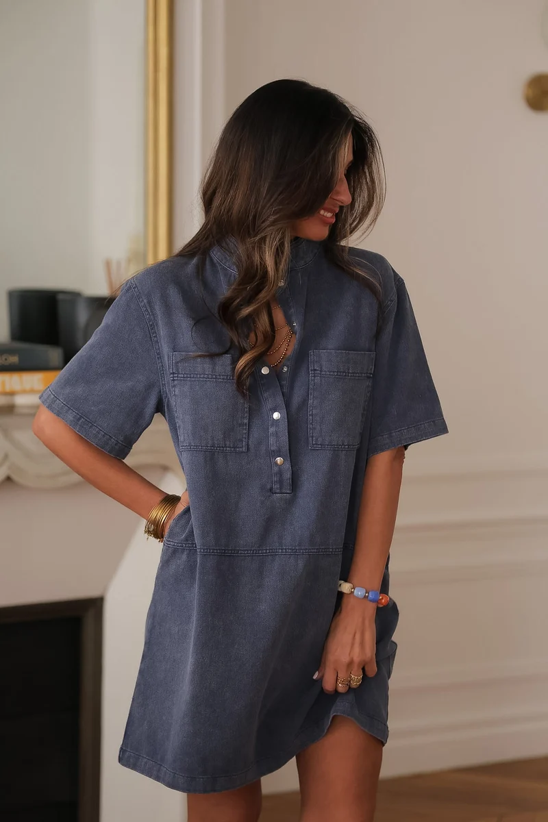 Robe en jean Manola bleu marine