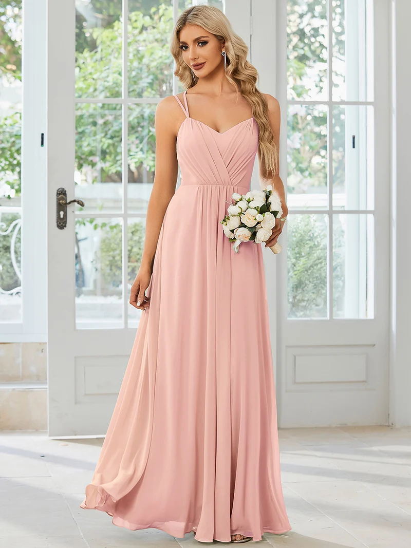 ever RUBY|Robe de soirée en mousseline et dentelle dos nu bretelles fines
