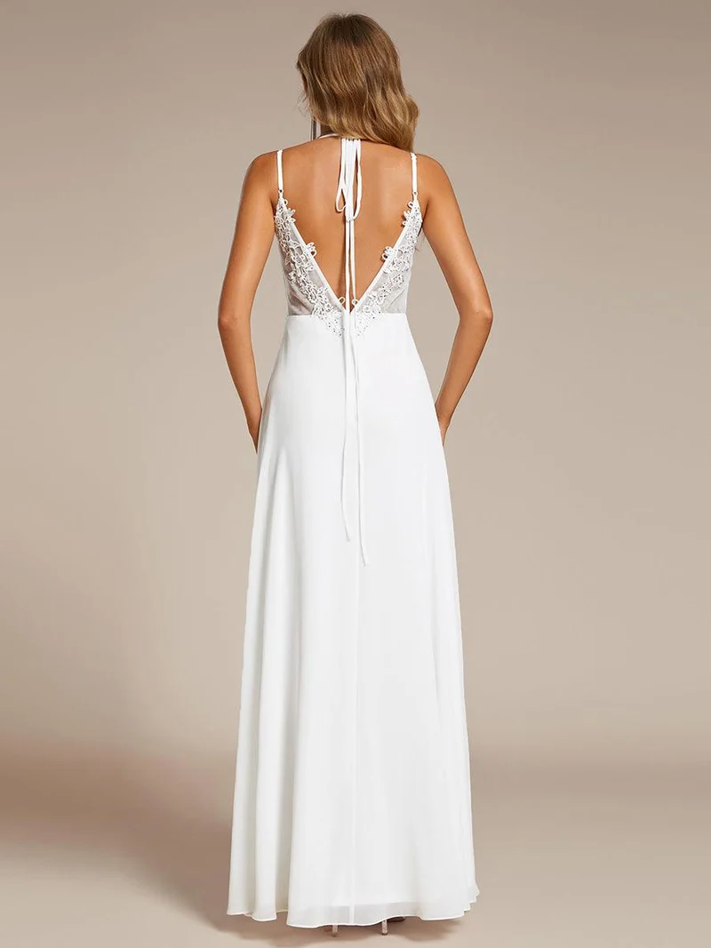ever RUBY|Robe de soirée en mousseline et dentelle dos nu bretelles fines