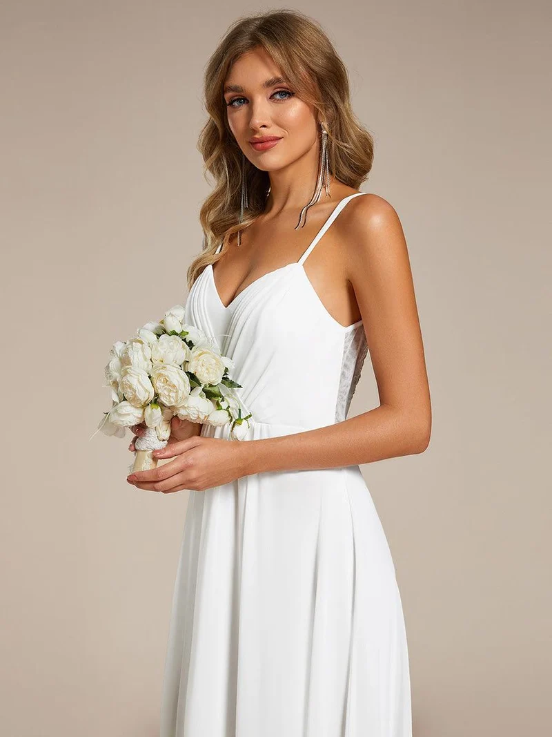 ever RUBY|Robe de soirée en mousseline et dentelle dos nu bretelles fines