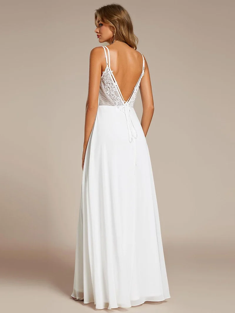 ever RUBY|Robe de soirée en mousseline et dentelle dos nu bretelles fines
