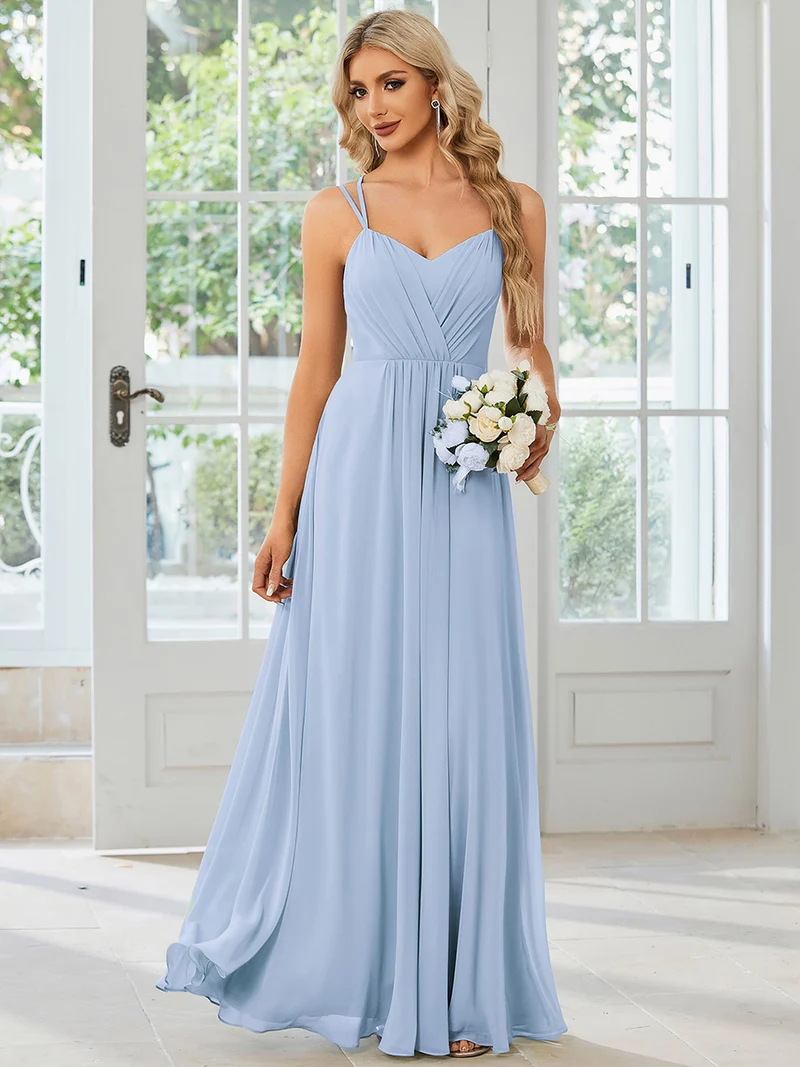 ever RUBY|Robe de soirée en mousseline et dentelle dos nu bretelles fines