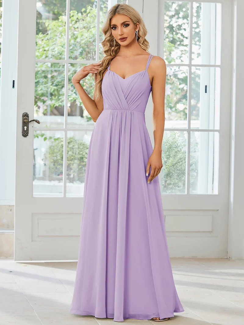 ever RUBY|Robe de soirée en mousseline et dentelle dos nu bretelles fines